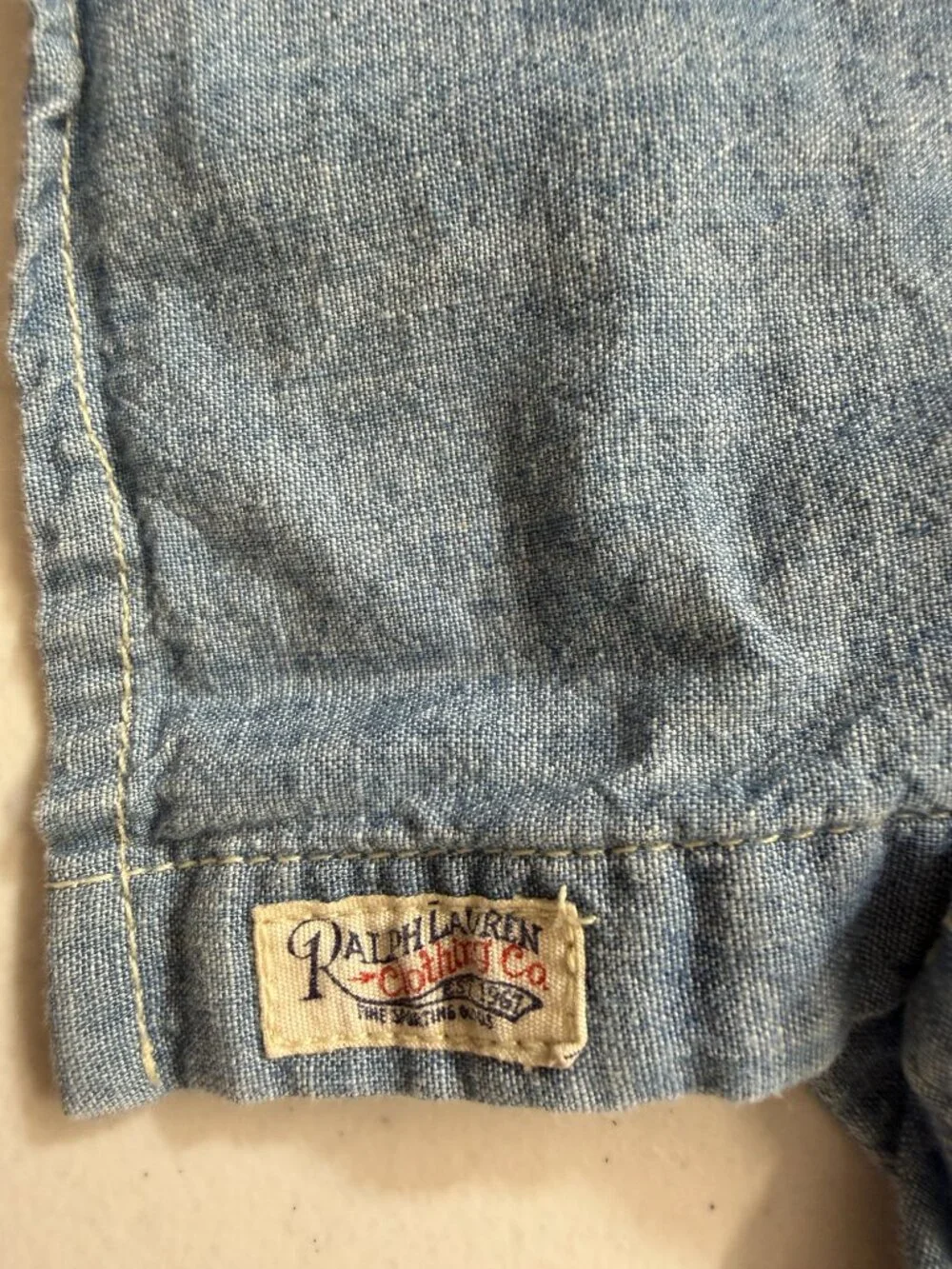 Polo Ralph Lauren Girls Size 5 Chambray Pleated Tuxedo Button Down Shirt